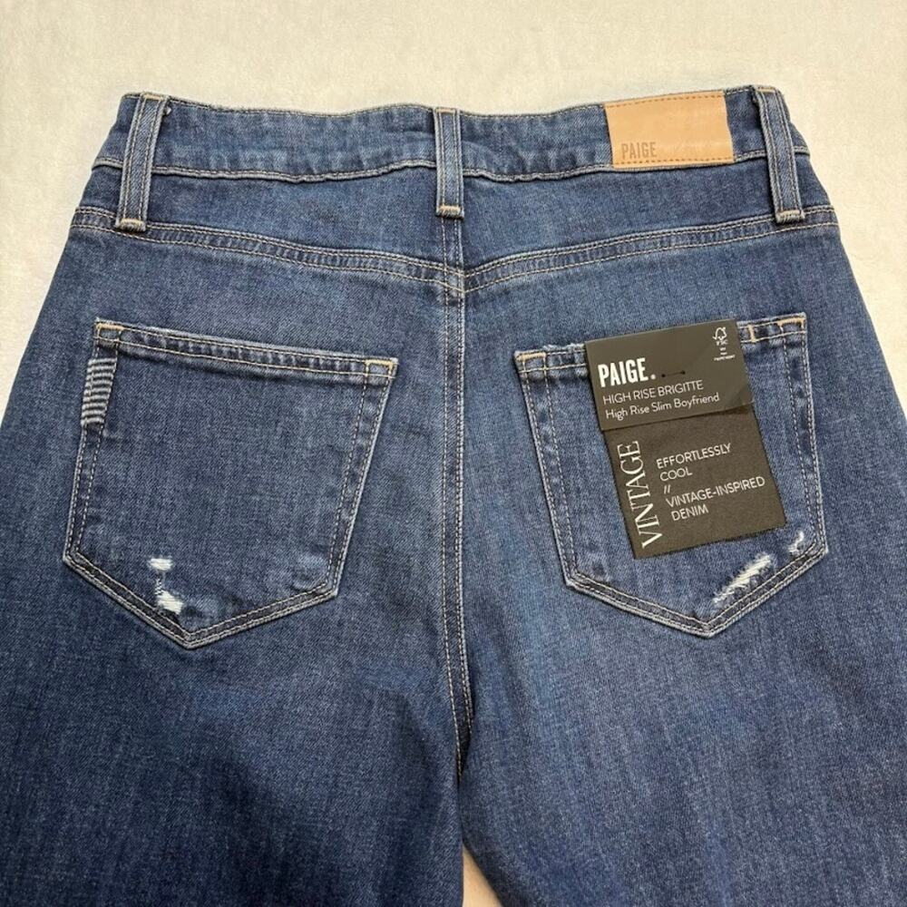 PAIGE Boyfriend Jeans Brigitte High Rise Straight Leg Vintage Wash Denim NWT 24 - Picture 6 of 11